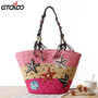 Women Summer Handbag New Bohemia Hand-embroidered Starfish Straw Bag Summer Beaded Woven Bag Handbag