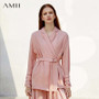 Amii Women Office Lady Blazer High Quality Notched Formal with Belt  Female Suits Blazers 11867032