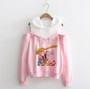 Sailor Moon Hoodie Kawaii Clothes Tops Women Hoodie Harajuku Sailor Moon Cat Shirt Off-shoulder sweatshirt Femme Girls Woman