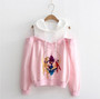 Sailor Moon Hoodie Kawaii Clothes Tops Women Hoodie Harajuku Sailor Moon Cat Shirt Off-shoulder sweatshirt Femme Girls Woman