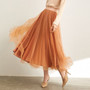Amii Elegant Mesh Skirt Autumn Women Solid High Waist Loose Long A-line Skirt 11940505