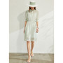 AMII Minimalism Spring Summer Thin Stripe Women Dress Causal Half-sleeves Belt Knee-length Dress 12040205