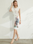 AMII Minimalism Spring Summer Printed Temperament Women Dress Causal Oneck sleeveless High Waist Female Dress 12070236