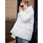 Amii Winter Women 90% White Duck Down Coat Female Casual Solid Loose Thick Hooded Jackets 11960124