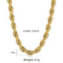 New Fashion Twisted Rope Link Chain Gold Tone Stainless Steel Necklace for Men Unisex Chain Jewelry Gifts 22inch 3-7mm KNM178A