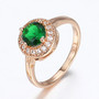 White Rhinestones 585 Rose Gold Round Green Natural Zirconia Rings for Women Wedding Party Jewelry size 7-10 GR61