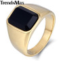 Trendsmax Engagement Band Ring for Men 316L Stainless Steel Ring Black Zirconia 2018 Fashion Men's Jewelry HR389