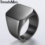 Classic Men's Ring Smooth 316L Stainless Steel Rings Black Gold Silver Color Wholesale Dropshipping Jewelry Gifts for Men HRM76