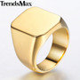 Classic Men's Ring Smooth 316L Stainless Steel Rings Black Gold Silver Color Wholesale Dropshipping Jewelry Gifts for Men HRM76