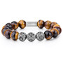 Trendsmax 12MM A Tiger Eye Beaded Bracelets Women Men 925 Sterling Silver Natural Stone Stretch  Dropship Jewelry Gift TBB005