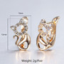 585 Rose Gold Cute Little Cat Kitty Pet Earrings for Women Girl Heart Paved White Cubic Zircon Earrings Birthday Gift GE293