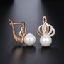 Clear Cubic Zirconia Pearl Earrings For Women Girls 585 Rose Gold Stud Earrings Fashion Girlfriend Women's Jewelry Gifts KGE143