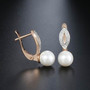 Clear Cubic Zirconia Pearl Earrings For Women Girls 585 Rose Gold Stud Earrings Fashion Girlfriend Women's Jewelry Gifts KGE143