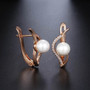 Clear Cubic Zirconia Pearl Earrings For Women Girls 585 Rose Gold Stud Earrings Fashion Girlfriend Women's Jewelry Gifts KGE143