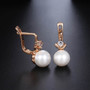 Clear Cubic Zirconia Pearl Earrings For Women Girls 585 Rose Gold Stud Earrings Fashion Girlfriend Women's Jewelry Gifts KGE143