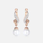 Clear Cubic Zirconia Pearl Earrings For Women Girls 585 Rose Gold Stud Earrings Fashion Girlfriend Women's Jewelry Gifts KGE143