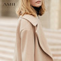Amii Winter Women Elegant Blends Female Causal Turn Down Collar Solid Loose Long Woolen Coat Overcoat 11787379