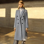 Amii Minimalist Double Breasted Woolen Coat Winter Women Lapel Solid Straight Split Female Long Jackets  11727829