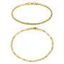 Gold Color Stainless Steel 2Pcs/Set Anklet Chains for Women Simple Anklets Summer Beach Foot Jewelry Friendship Leg Chain KAM01B