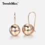 Hot Cut Out Ball Earrings For Women Girls 585 Rose Gold Woman Zircon Dangle Earrings  Wedding Party Exquisite Jewelry GE66