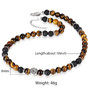 Fashion 2019 New Natural Tiger Eyes Map Stone Necklace For Men Women Stainless Steel Black Glass Bead Yoga Necklace TNB001