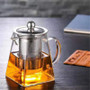 Teapot Glass Teapot Tea Separation Filter Heat-resistant Glass Square Flower Teapot with Stainless Steel Filter Glass Tea Set