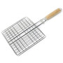 Stainless Steel Barbecue Fish Rack with Wooden Handle Outdoor Square Barbecue Net Grilled Fish Clip Barbecue Clip Barbecue Tools