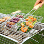 Stainless Steel Barbecue Fish Rack with Wooden Handle Outdoor Square Barbecue Net Grilled Fish Clip Barbecue Clip Barbecue Tools