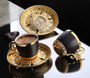 Turkish Golden Coffee Cups and Saucers Serving Set Ceramic Coffee Mugs Best for Home Decor Demistasse Porcelain Coffee Set