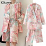 Klkxmyt suit short sets women fashion graffiti print double-breasted women blazers jackets and middle pants two pieces sets