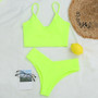 High waist sexy bikini set Sports women's swimsuit solid Female biquine High cut bandeau bikini 2020 Swimwear NEW bathing suit