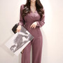 Office Ladies Double Breasted Women Jumpsuit Sexy V-neck Elegant Jumpsuits Slim High Waist Long Playsuit 2020