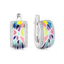 925 Silver Earring Colorful art painting Handmade Enamel Sparkling CZ Clip Earring For Women Wedding Gift Fine Europe Jewelry
