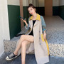 Windbreaker female Contrast color stitching Double-breasted Long 2020 Spring Autumn Loose Casual Over knee Trench Women coat A43