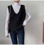 2020 Autumn Knitted Vest For Women Cardigan Sweater Solid V-neck Thin Contrast Loose Sweet Elegant Casual All Match Female Tops
