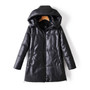 Tangada 2020 Winter Women Pu Leather Long Hood Parkas Thick Pockets Female Elegant PU Overcoat AM20