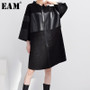 [EAM] Loose Fit Pu Leather Big Size Jacket New Stand Collar Three-quarter Sleeve Women Coat Fashion Tide Spring 2020 JC25301