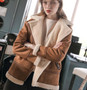 Faux Fur Coat New 2018 Winter Shearling Sheepskin Coats Lamb Motorcycle Long Sleeve Turn Down Collar 3 Collar PU Leather Jacket