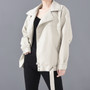 [EAM] High Quality 2020 Spring Black PU Leather Loose Turn-down Collar Zipper Fashion New Women's Wild Jacket LA938