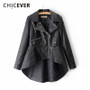 CHICEVER PU Leather Women's Jacket Lapel Collar Long Sleeve Asymmetrical Plus Size Casual Coat Female 2020 Fashion New Clothes