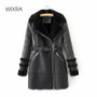 Wixra New Fashion Faux Leather Jackets With Sashes Lady Thick Warm Coats With Fur Autumn Winter Pockets PU Street Long Coats