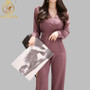 SMTHMA Office Ladies Double Breasted Women Jumpsuit Sexy V-neck Elegant  Jumpsuits Slim High waist Long Playsuit 2019