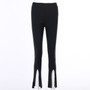 InstaHot Elegant Women Pant High Waist Black Split Slim Autumn Office Lady Casual Trouser 2020 Fashion Flare Slit Pant Black