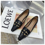 2020 New Spring Med Heel Pumps Shoes Women Brand Metal Buckle Shoe For Party Fashion Square Toe Retro Pumps Shallow Casual Shoes