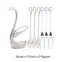 7 Pcs Swan Fruit Base Holder Forks Set Stainless Steel Salad Dessert Forks Coffee Spoon Cake Tableware Zero Waste Flatware