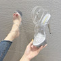 Women Shoes Sandals 2020 Platform Transparent Straps Model T Stage Show Thin High-heeled Shoes 18cm Female Waterproof Bride shoe