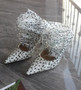 Clear PVC Covered High Heels Dotted pumps Pointed Toe stilettos Party Shoes Women Dress ruffles flowers runway single shoes