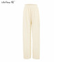 Mnealways18 Beige Pleated Wide Leg Pants Women'S Pants Fashion 2020 Casual Loose Trousers Office Lady Elegant Long Palazzo Pants
