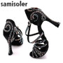 Samisoler Black Rhinestone ballroom dance shoes women Salsa dance shoes women Professional tango Latin Shoes style high heels