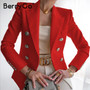 BerryGo Elegant double breasted women's Blazers Casual blazers collar long sleeve Blazers coat Office Lady women's white coat